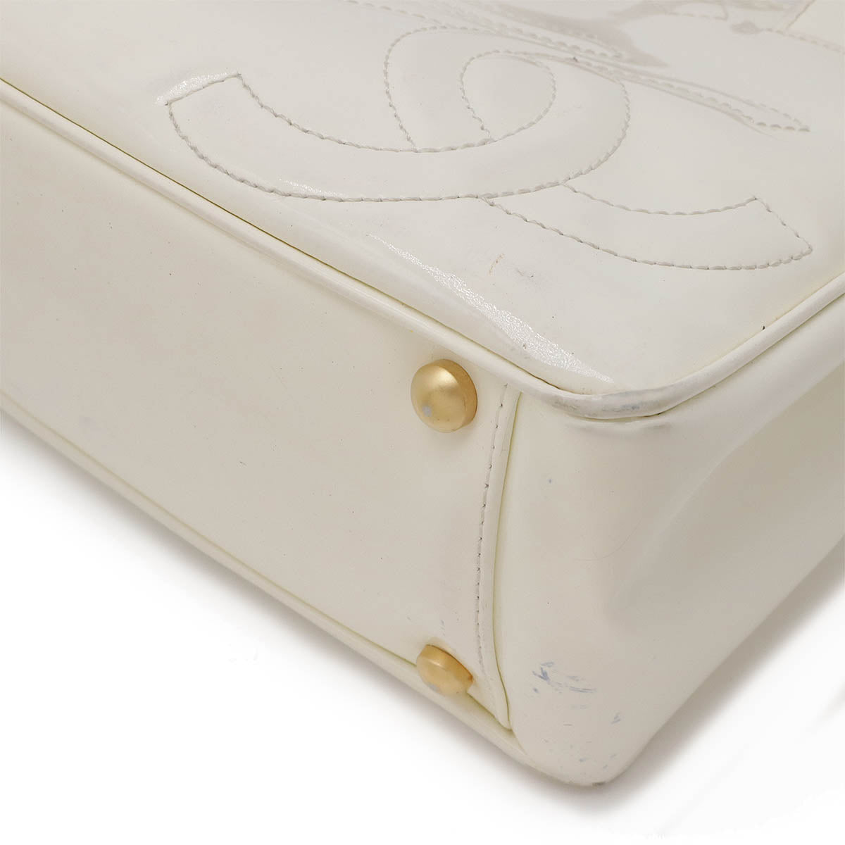 Chanel Enamel Coco Mark Triple Coco Handbag Mini Bag White Gold Hardware Classic Flap