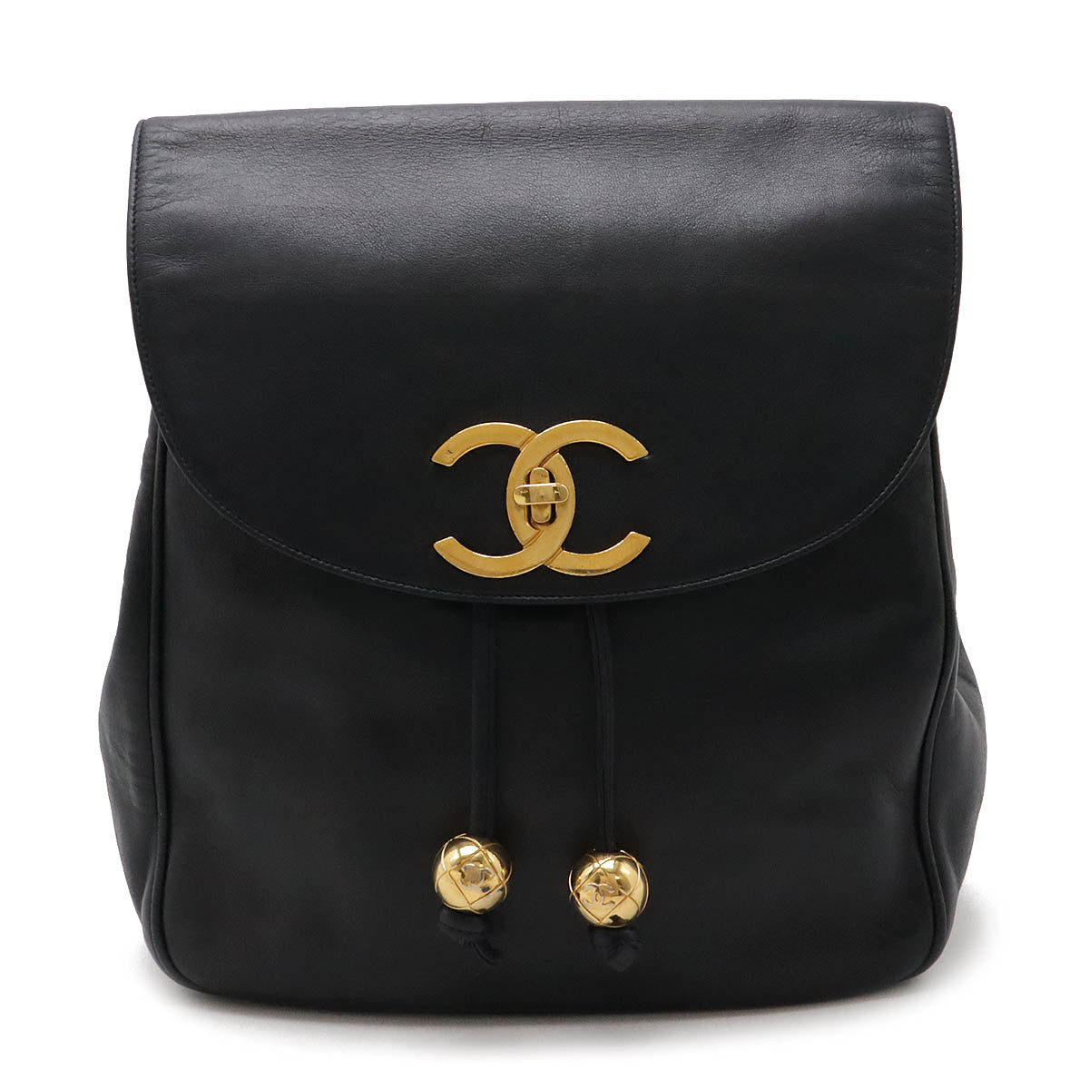 Chanel Calfskin Coco Mark Chain Backpack Black/Navy Classic Flap
