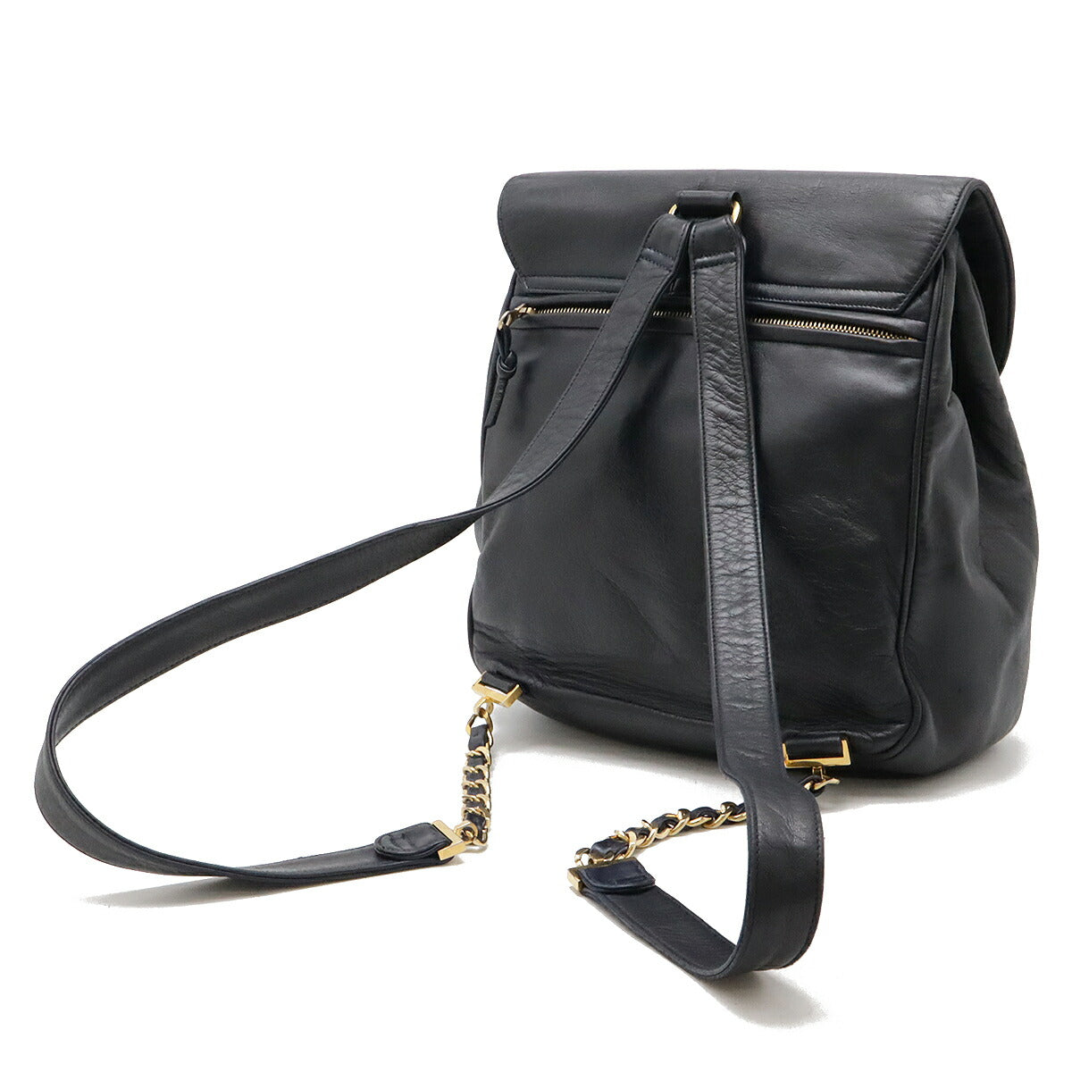 Chanel Calfskin Coco Mark Chain Backpack Black/Navy Classic Flap