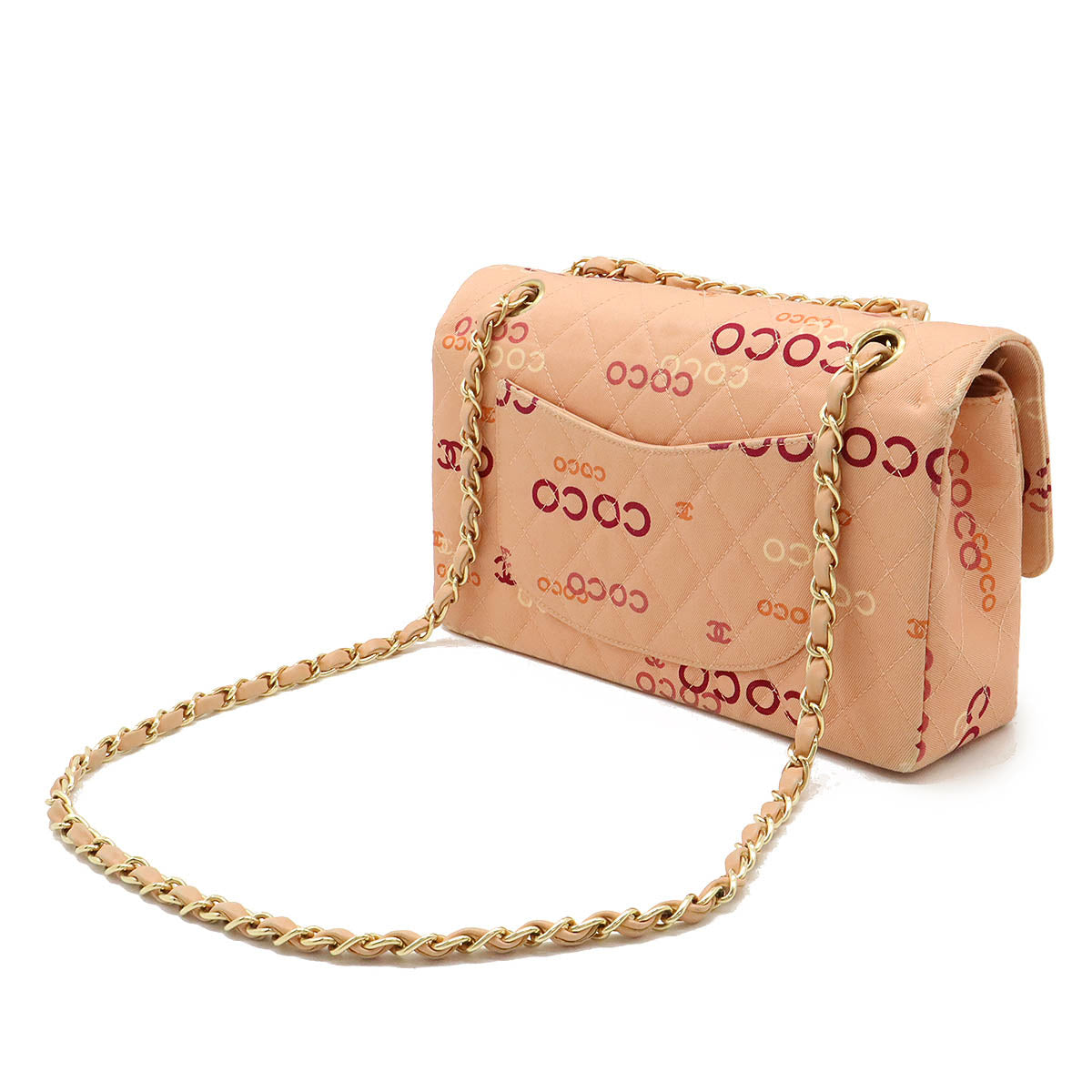 Chanel Canvas/Leather COCO Print Matelasse 25 Double Chain Shoulder Bag Classic Flap