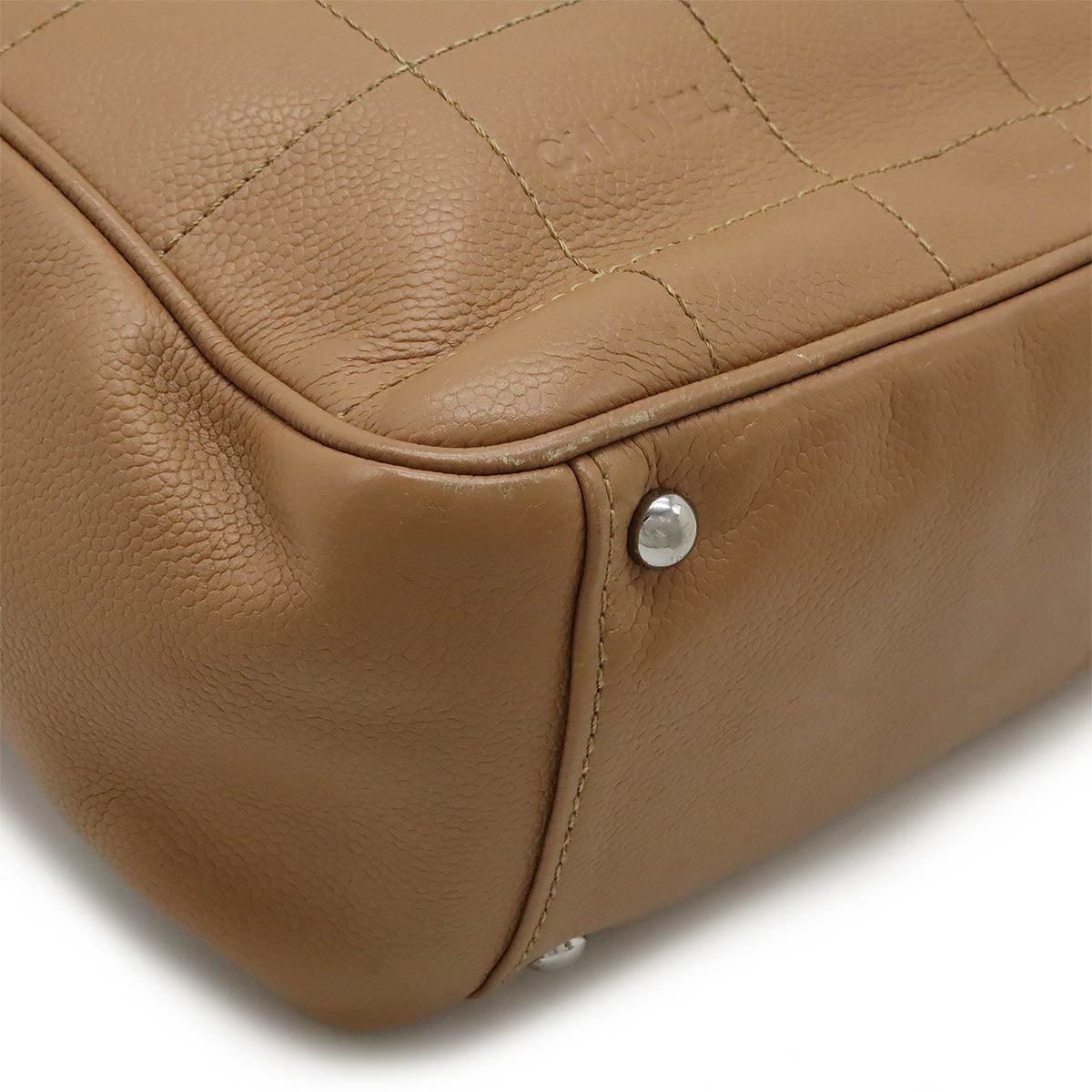 Chanel Caviar Skin Choco Bar 2way Bag Pink Beige Classic Flap