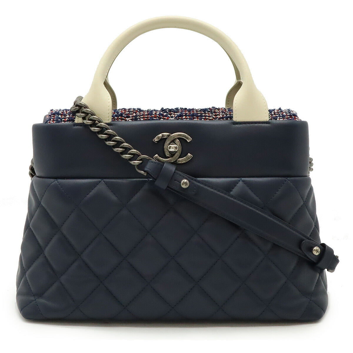 Chanel Tweed Matelasse 2way Handbag Classic Flap