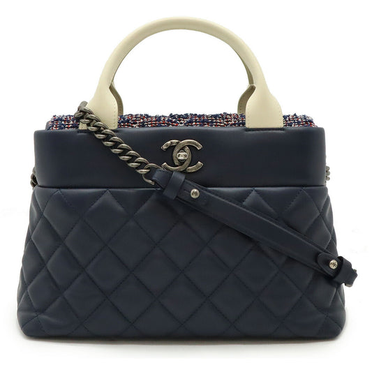 Chanel Tweed Matelasse 2way Handbag Classic Flap