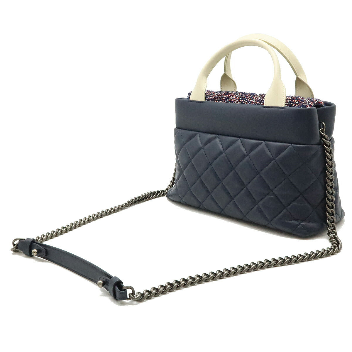 Chanel Tweed Matelasse 2way Handbag Classic Flap