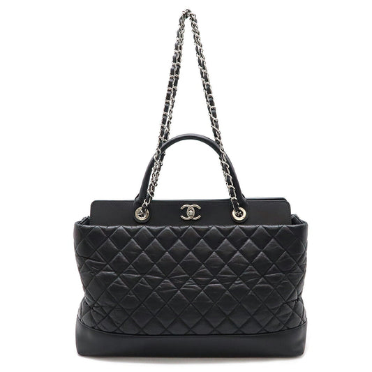 Chanel Leather Portobello Matelasse 2way Bag Black