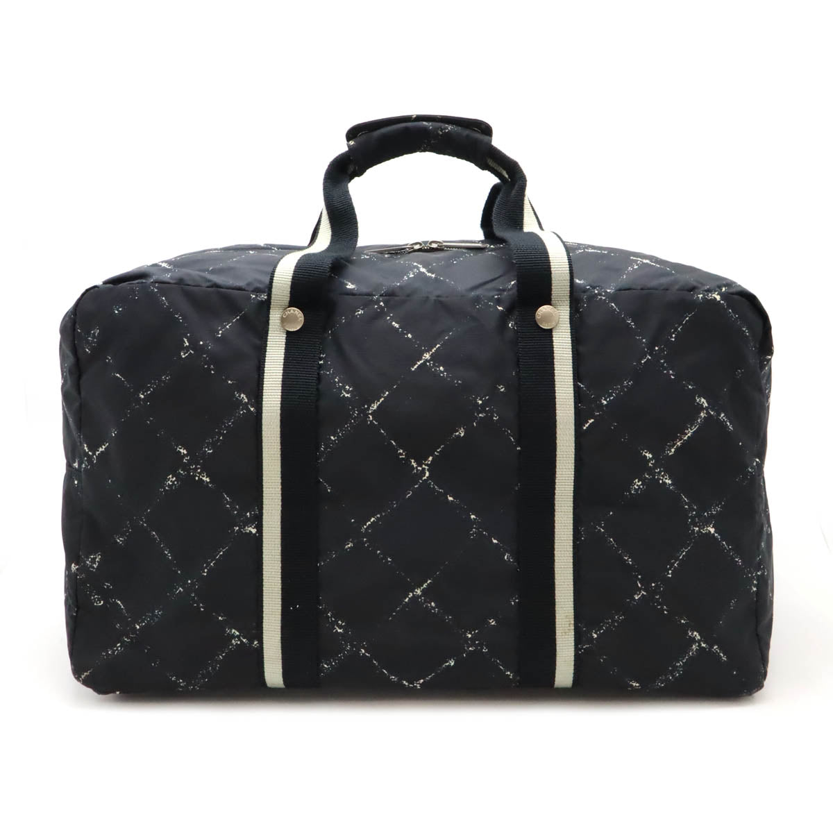 Chanel Travel Line Boston Bag Travel Bag Nylon Black/Red Classic Flap