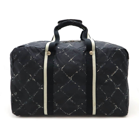 Chanel Travel Line Boston Bag Travel Bag Nylon Black/Red Classic Flap