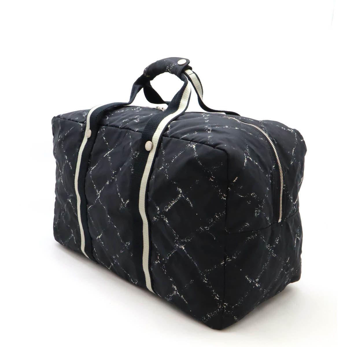 Chanel Travel Line Boston Bag Travel Bag Nylon Black/Red Classic Flap