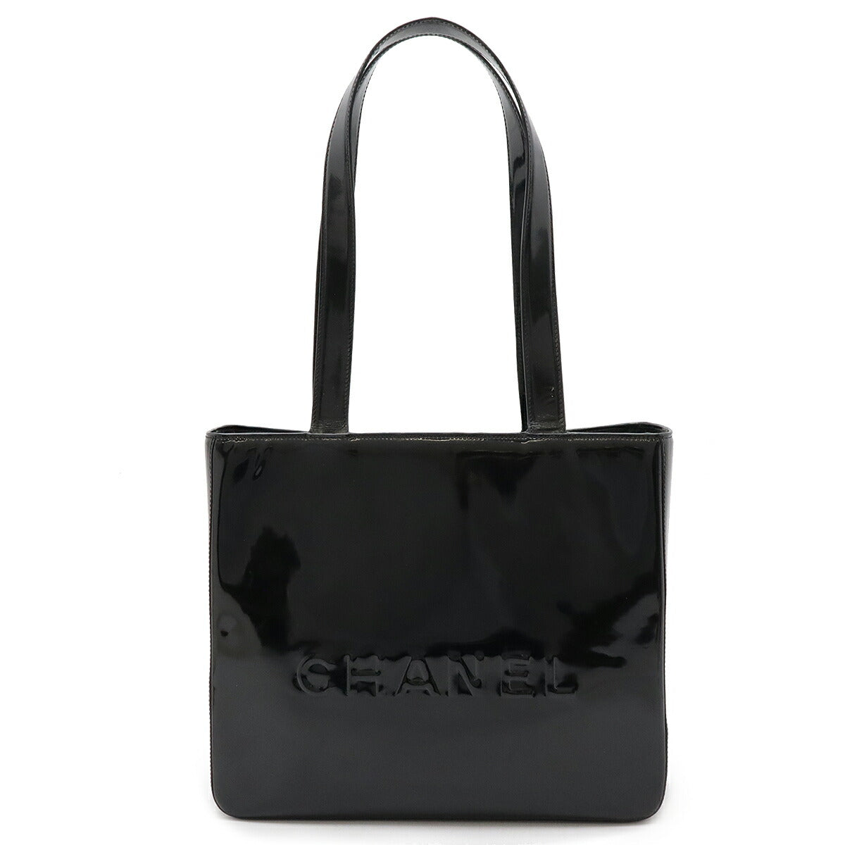 Chanel Patent Leather Logo 2way Bag Black Classic Flap