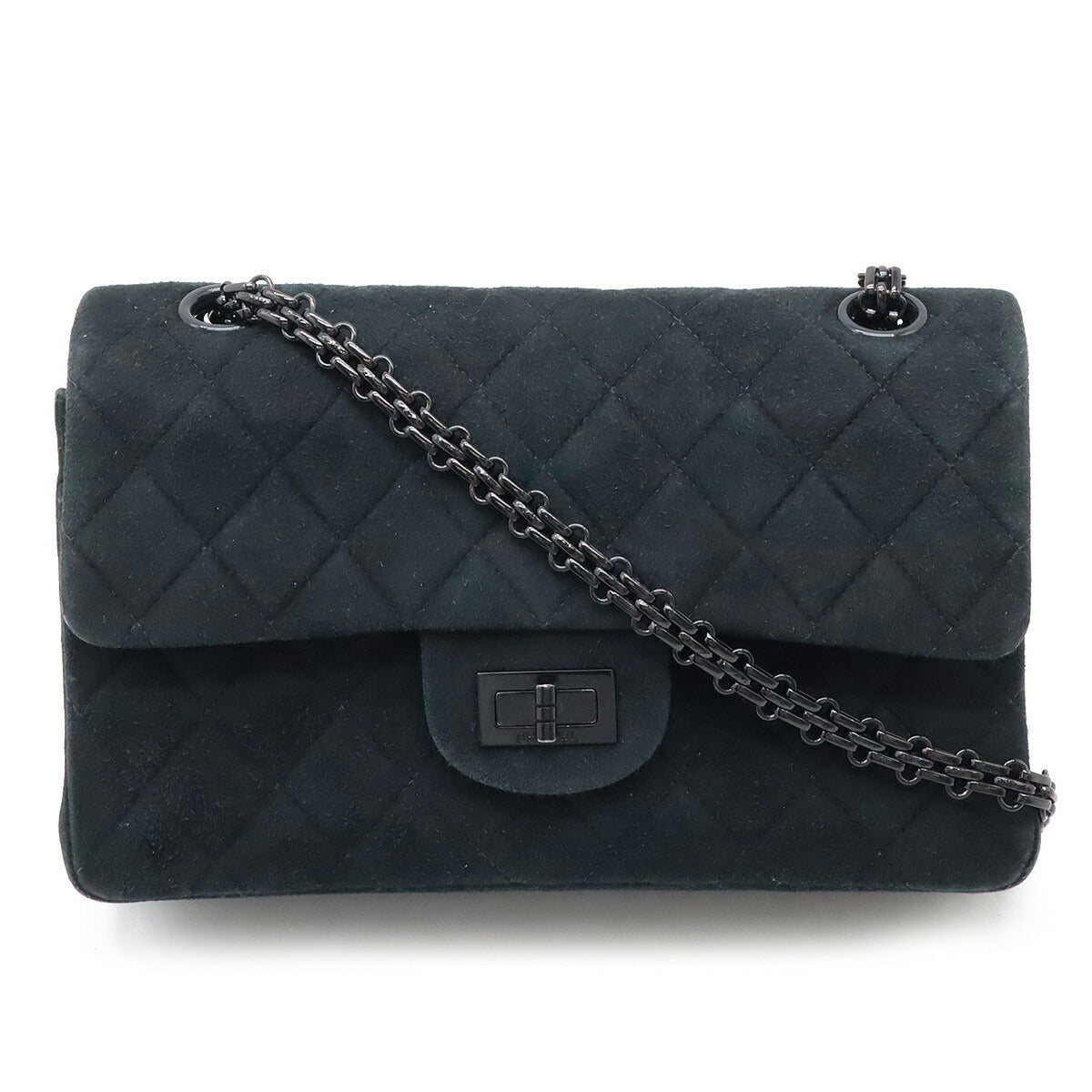 Chanel Suede 2.55 MatelassÃ© Double Flap Chain Shoulder Bag A37586