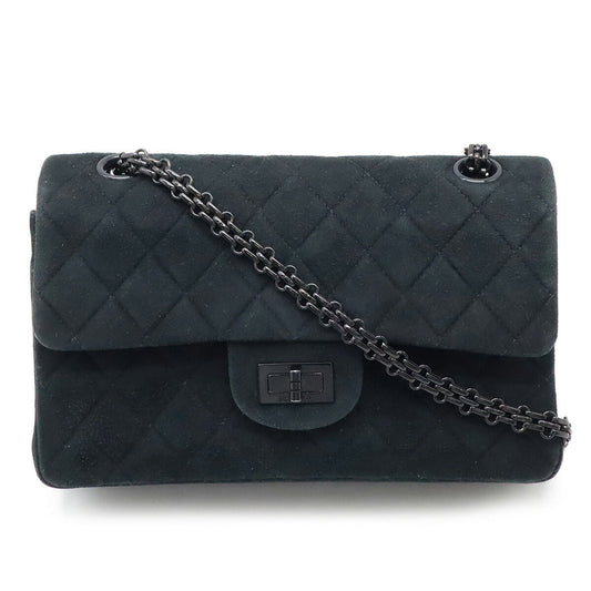 Chanel Suede 2.55 MatelassÃ© Double Flap Chain Shoulder Bag A37586