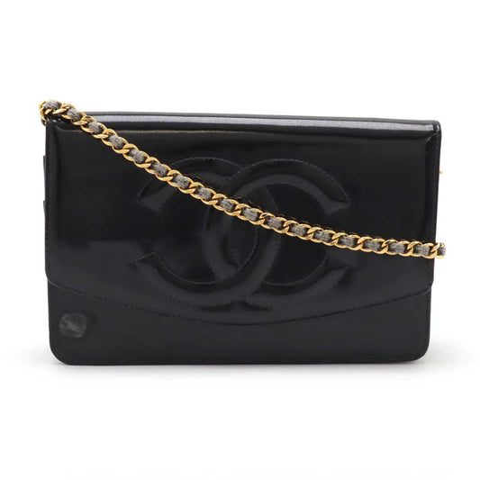 Chanel Patent Leather Coco Chain Wallet Shoulder Bag