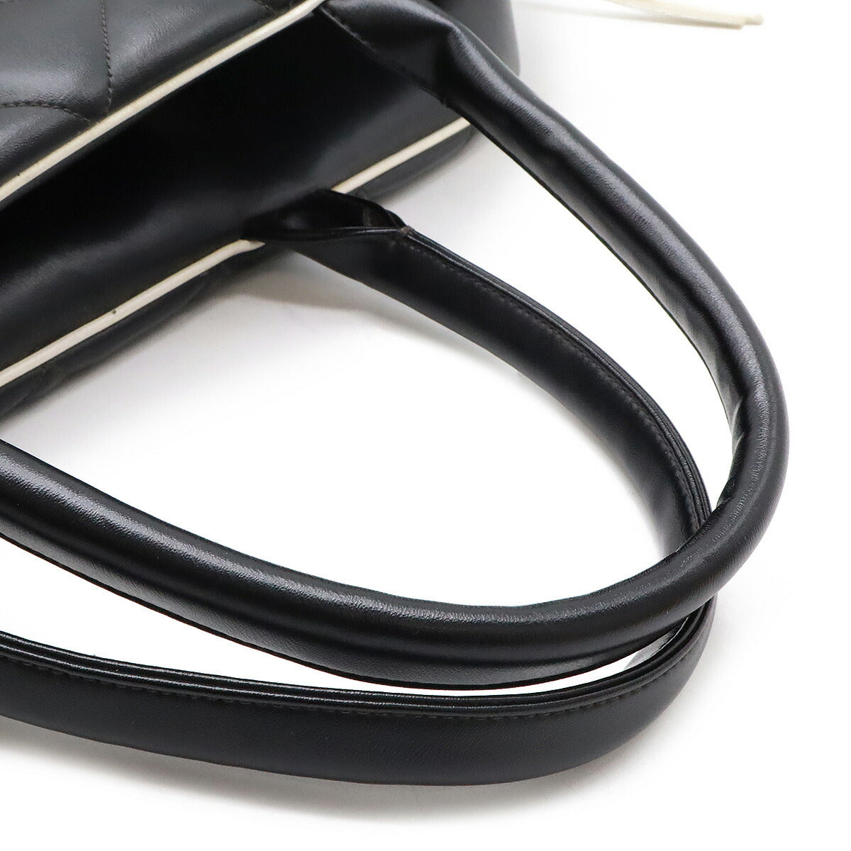 Chanel Leather Matelasse Bowling Bag Boston Travel Bag Black White