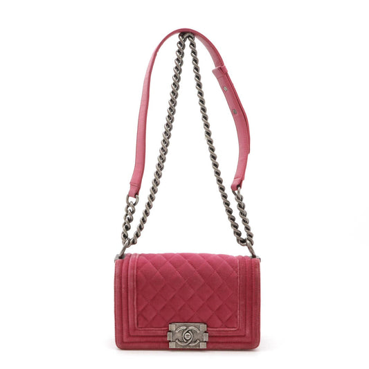 Chanel Velour/Leather Boy Chanel Shoulder Bag A67085