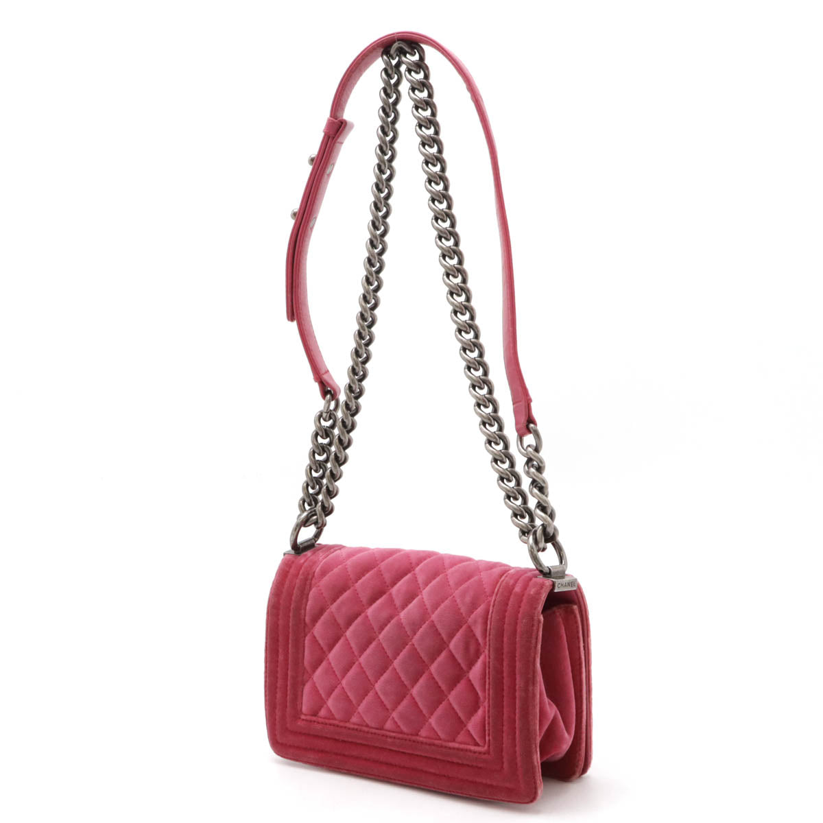 Chanel Velour/Leather Boy Chanel Shoulder Bag A67085