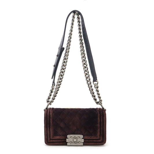 Chanel Velour Leather Boy Chanel Shoulder Bag A67085