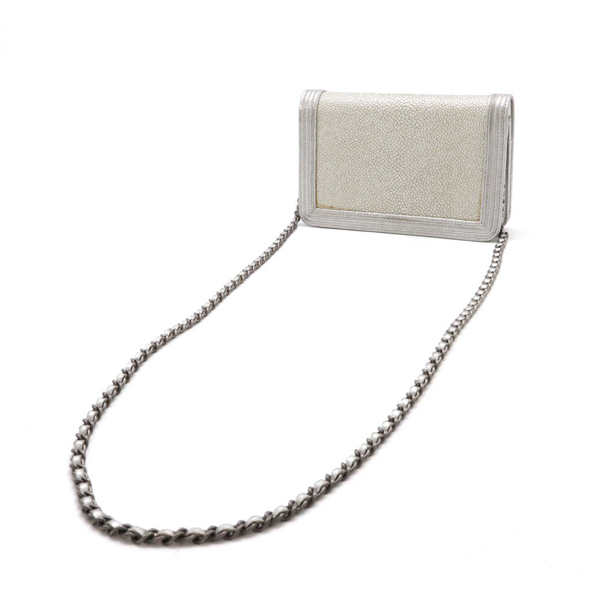 Chanel Boy Chanel Galuchat Metallic Leather Chain Wallet Shoulder Bag