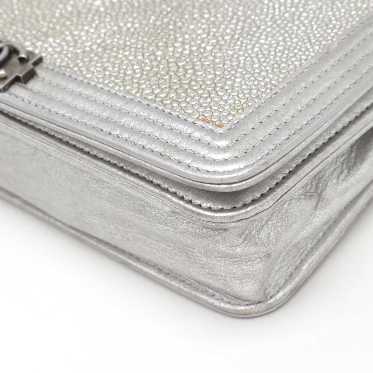Chanel Boy Chanel Galuchat Metallic Leather Chain Wallet Shoulder Bag