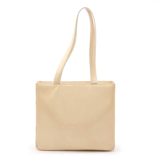 Chanel Patent Leather Logo 2way Bag Beige