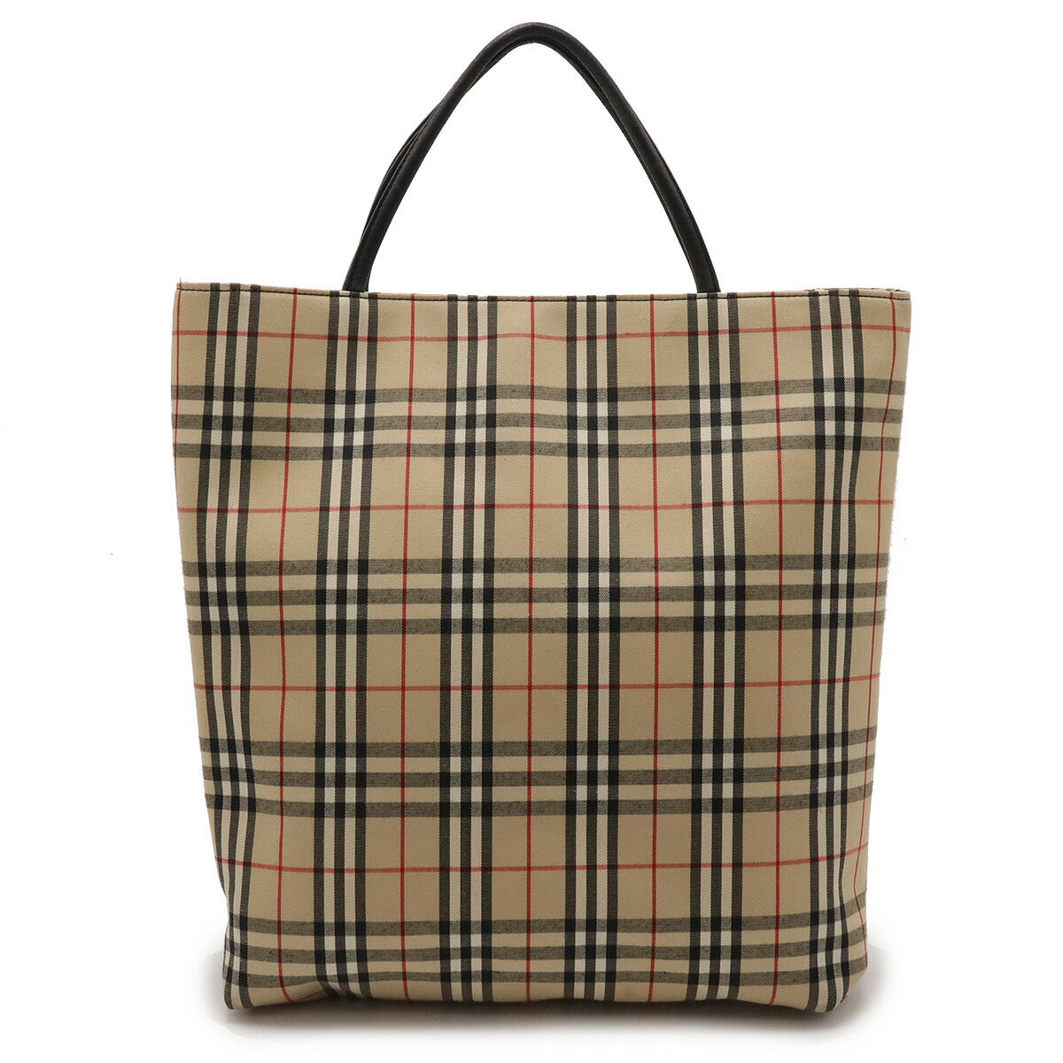Burberry Check Canvas Leather Tote Bag