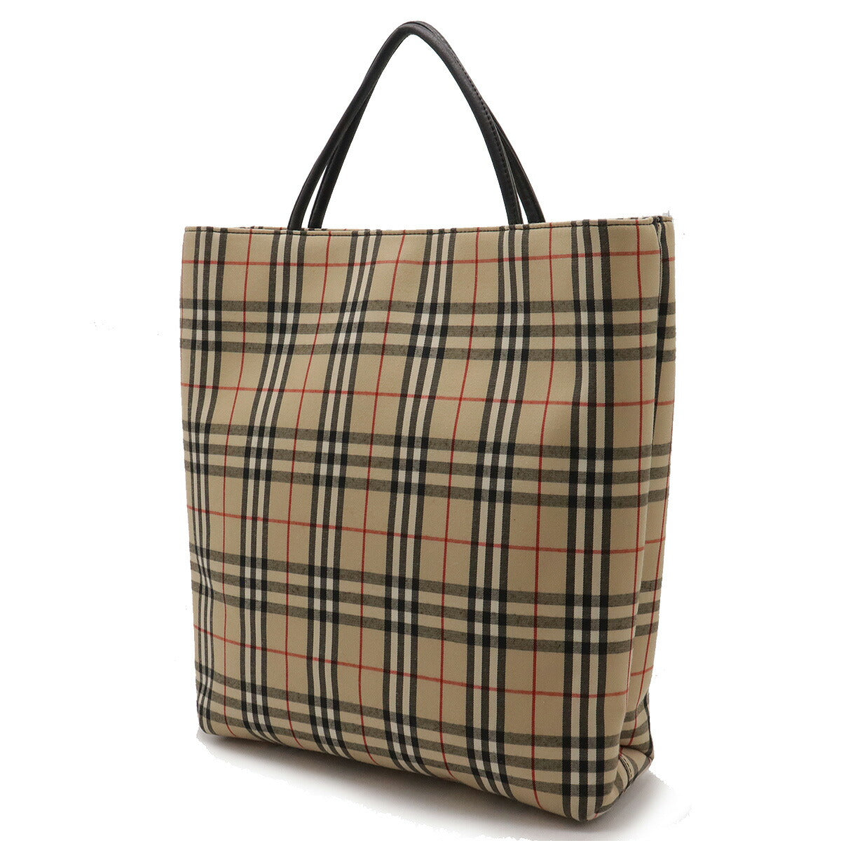 Burberry Check Canvas Leather Tote Bag