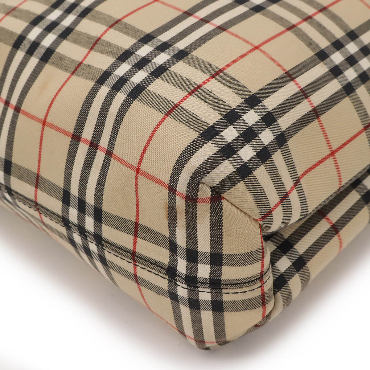 Burberry Check Canvas Leather Tote Bag