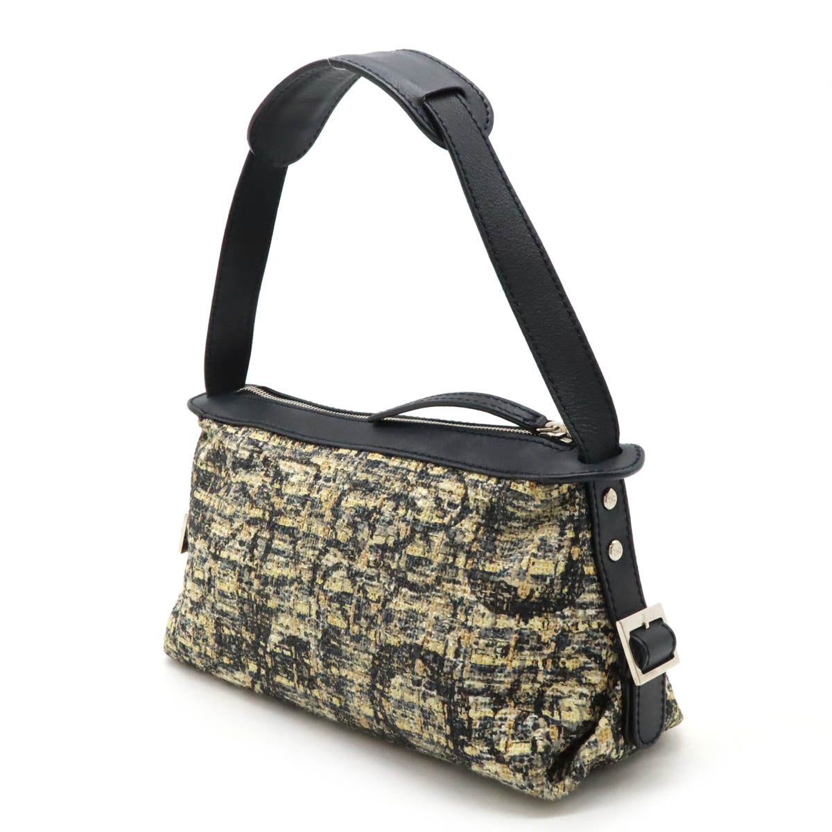 Chanel Icon Print Tweed Leather Shoulder Bag