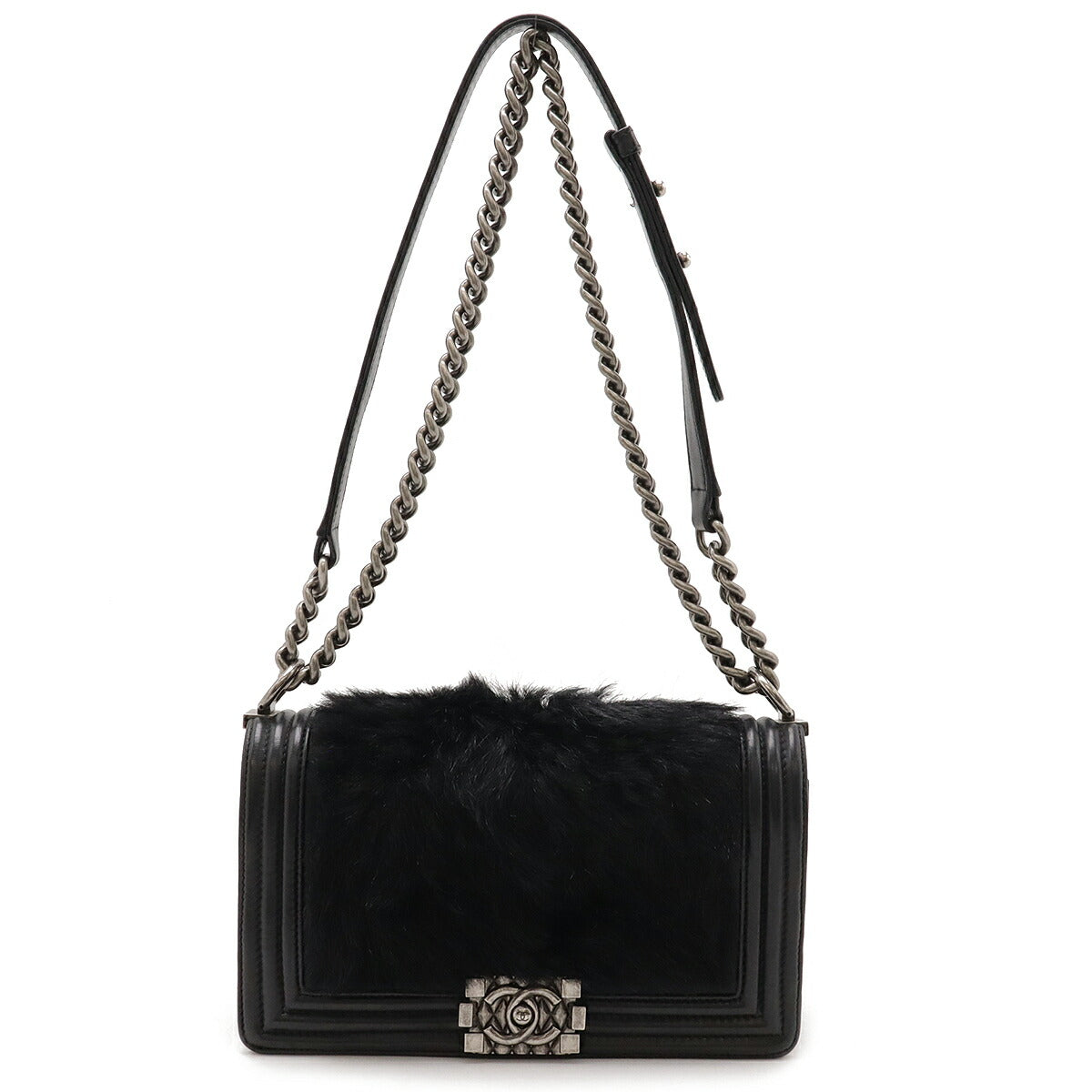 Chanel Lambskin Fur Boy Chanel Shoulder Bag Classic Flap