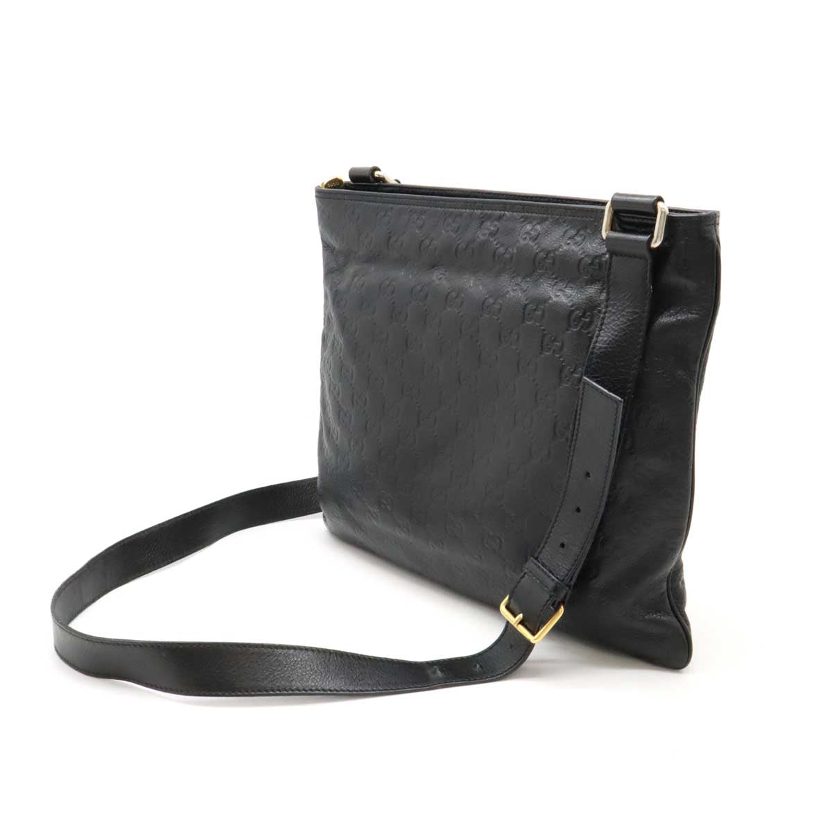Gucci Guccissima Shoulder Bag Crossbody Leather Black 201446