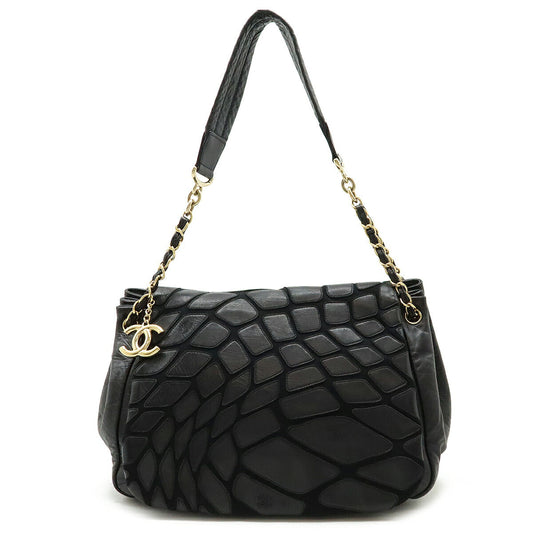 Chanel Lambskin Coco Shoulder Chain Flap Bag Black Gold Hardware