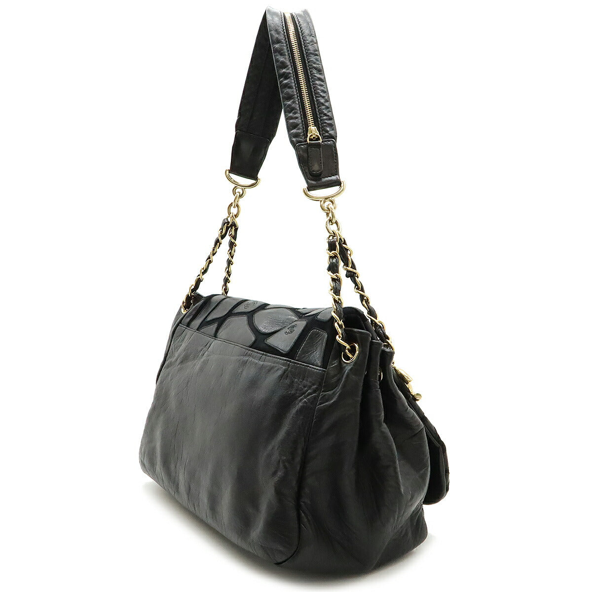 Chanel Lambskin Coco Shoulder Chain Flap Bag Black Gold Hardware