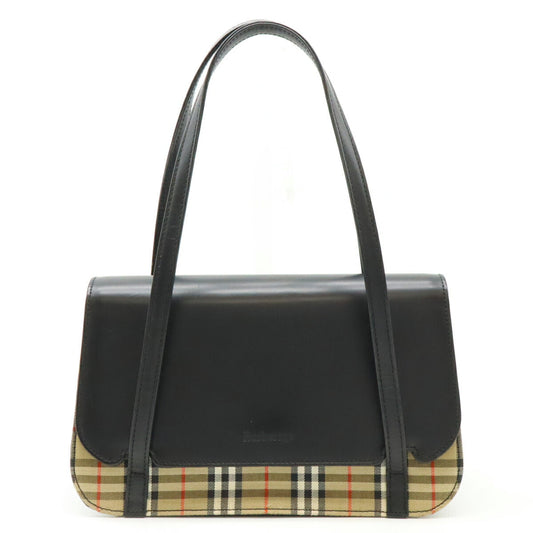 Burberry Check Canvas Leather Handbag