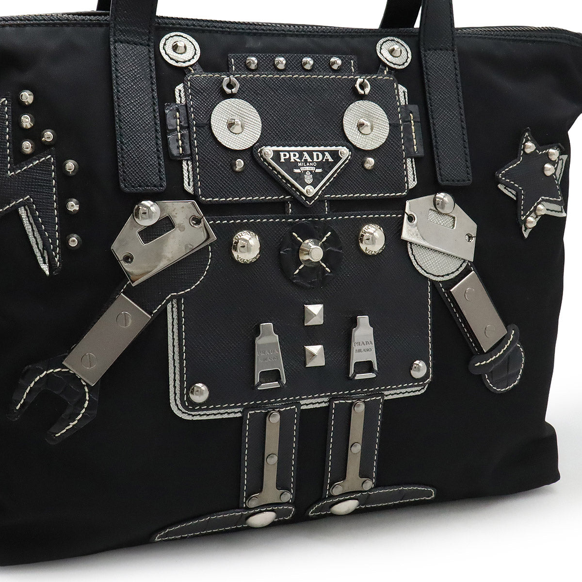 Prada Robot Triangle Logo 2way Handbag