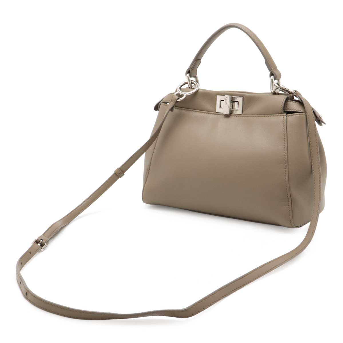 Fendi Flat Baguette Zucca Leather Canvas Shoulder Bag