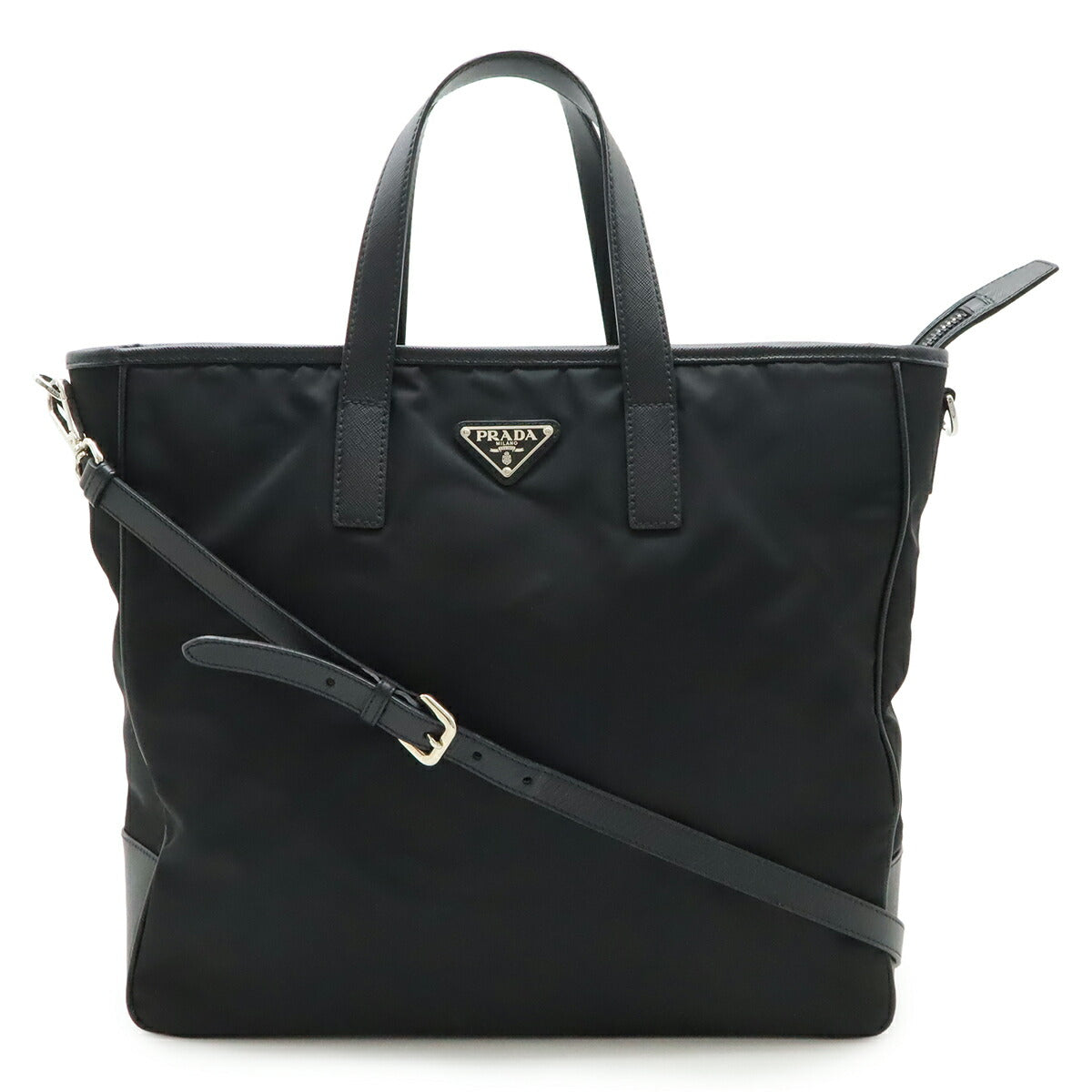 Prada Triangle Logo Nylon Leather 2way Bag