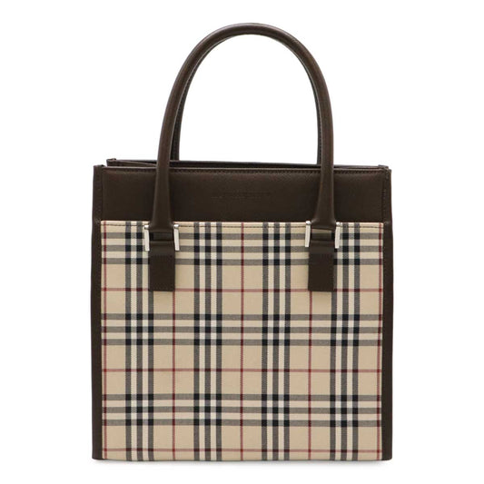 Burberry Nova Check Canvas Leather Handbag