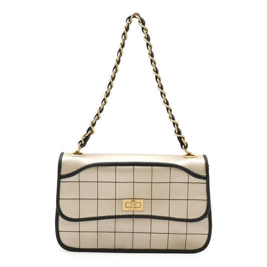 Chanel 2.55 Matelasse Satin Patent Leather Shoulder Bag