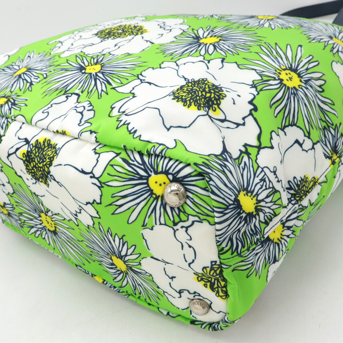Prada 2way Flower Print Nylon Leather Tote Shoulder Bag