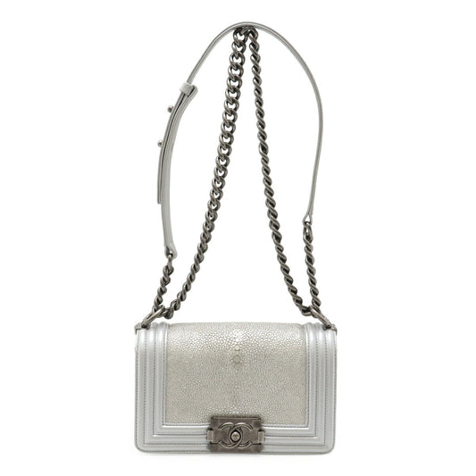 Chanel Boy Chanel Galuchat Metallic Leather Shoulder Bag