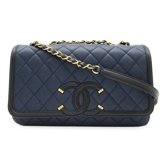 Chanel CC Filigree Caviar Leather Chain Shoulder Bag
