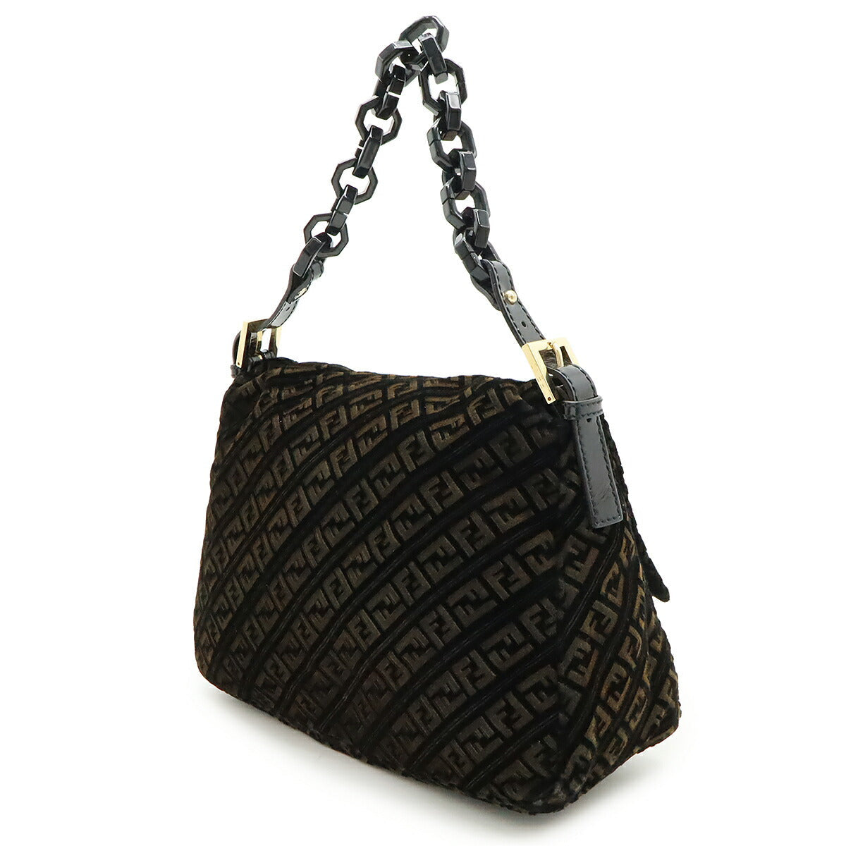 Fendi Mamma Bucket Velour Enamel Shoulder Bag
