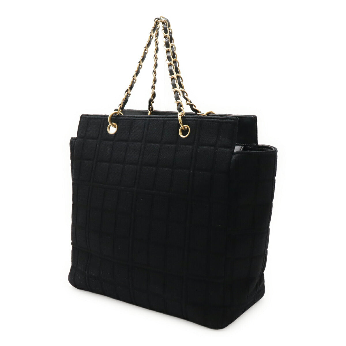 Chanel Choco Bar Cotton Jersey Leather 2way Shoulder Bag