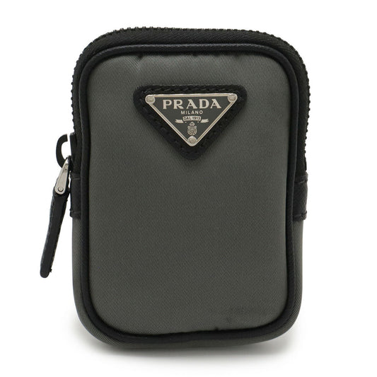 Prada Triangle Logo Nylon Leather Pouch