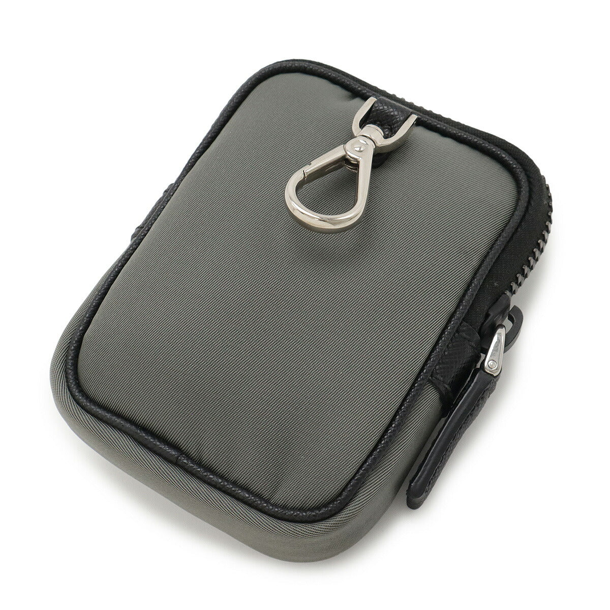 Prada Triangle Logo Nylon Leather Pouch