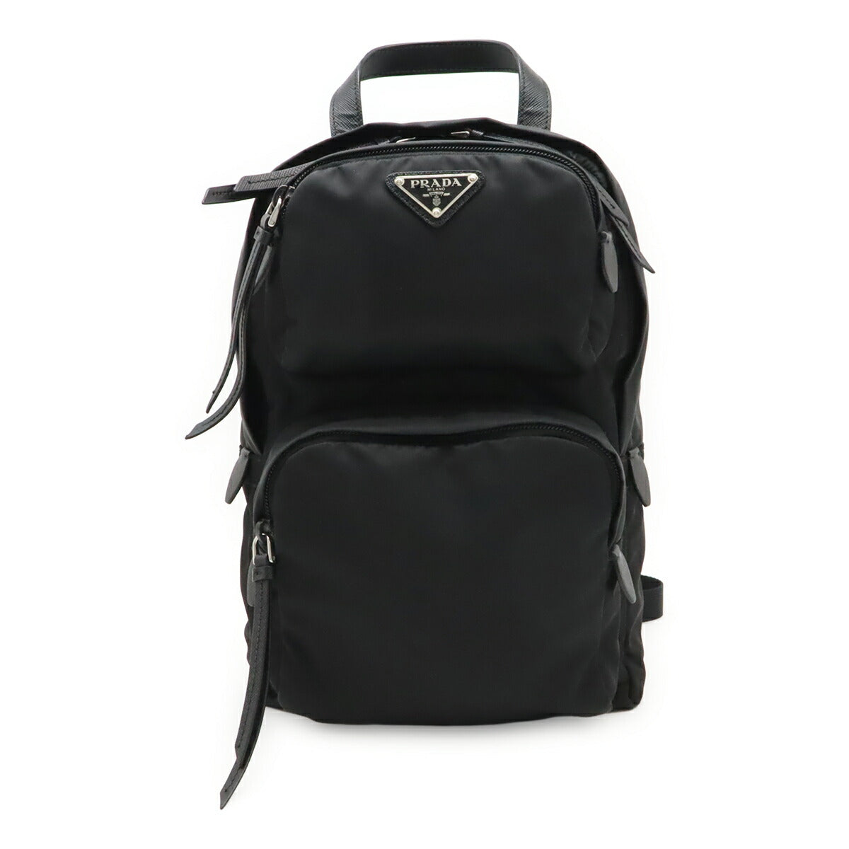 Prada Triangle Logo Nylon Leather Shoulder Bag