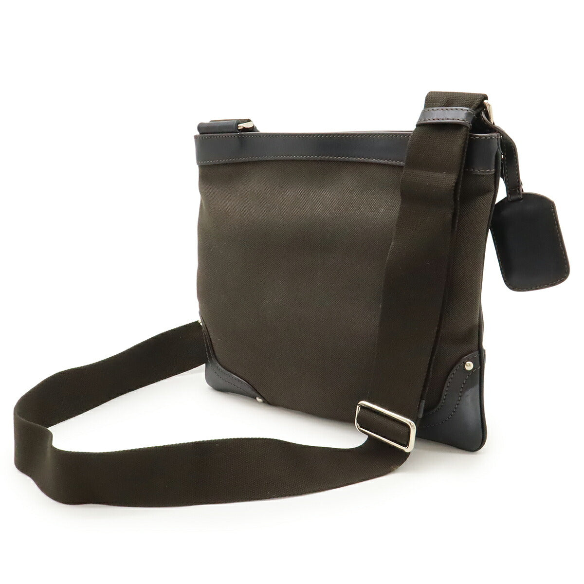 Prada Logo Jacquard Canvas Leather Shoulder Bag