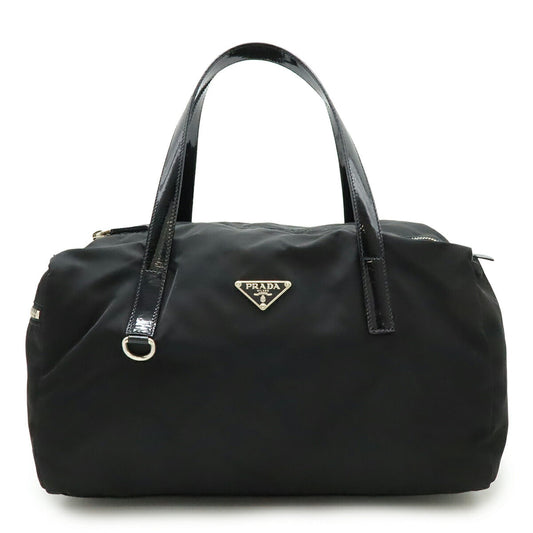Prada Triangle Logo Nylon Patent Leather Handbag