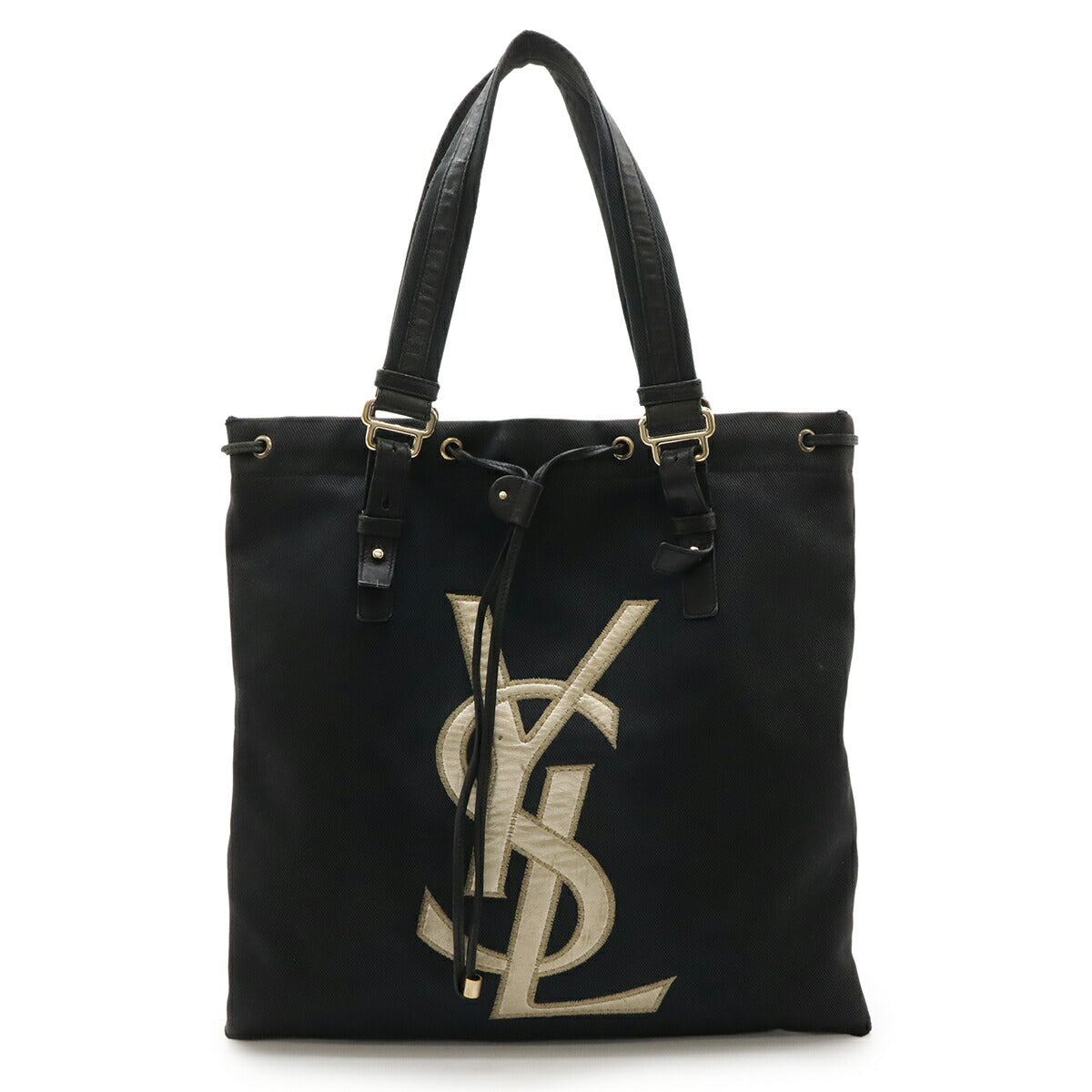 Saint Laurent Kahala Rive Gauche Canvas Leather Tote Bag