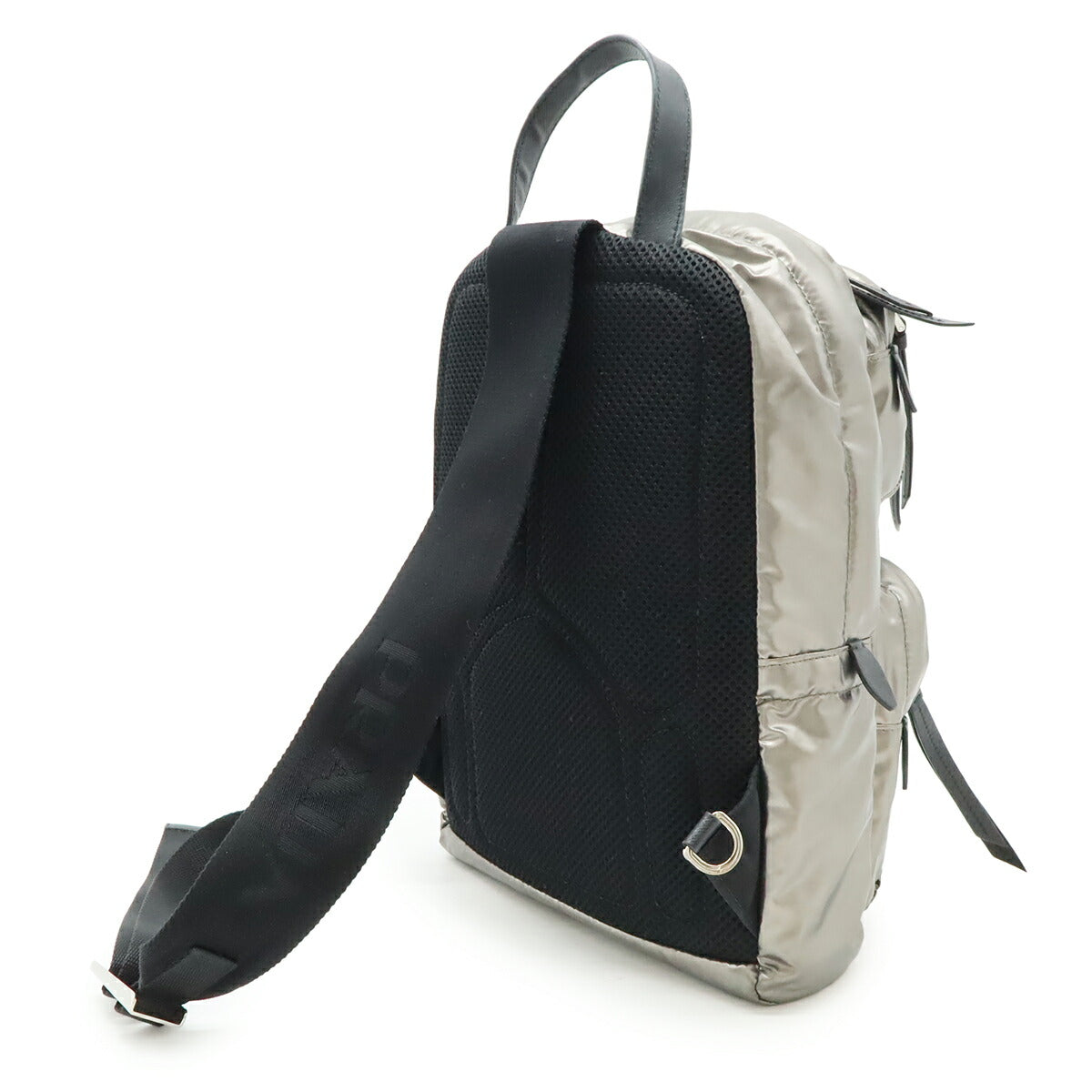 Prada Triangle Logo Nylon Leather Shoulder Bag