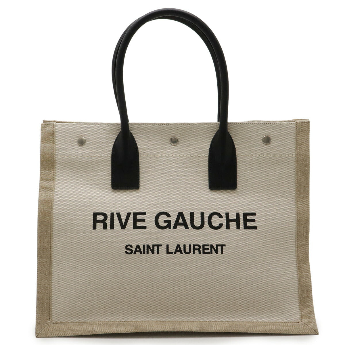 Saint Laurent Rive Gauche Canvas Leather Tote Bag